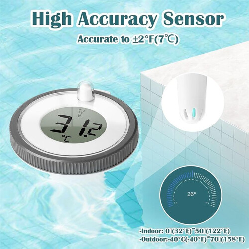 Wireless Pool Thermometer Floating Easy Read,Digital Pool Thermometer Waterproof, for Swimming Pools, Aquariums 2