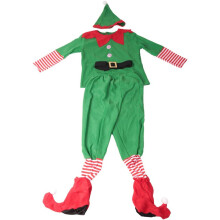 Adult Kids Family Christmas Costume Elf Christmas Costumes Outfit Suit Santa Elf Costume Funny Cosplay Party 100CM