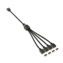 5V 3-Pin Verlengkabel voor Computer Moederbord 1 Punt 4 Hub Kabel Aansluiting Verlengkabel ARGB Splitter, Zwart