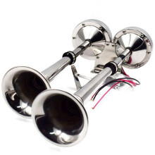 Cuerno Marino Doble Cuerno Cuerno EléCtrico de Acero Inoxidable Marino 18-1/2 Pulgadas 12V Cuerno de Tubo Doble/Doble Cuerno de Flauta Cuerno AFI