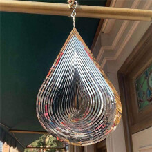 Wind Spinner Water Drop-Shaped Stainless Steel 3D Flowing Light Effect Decoration for Outdoor Garden Hanging Decor Gift