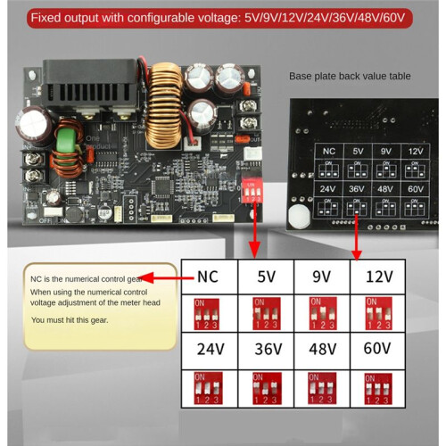 1200W  CNC Antihypertensive Boost Converter 6-70V Adjustable Power Supply Input Constant Voltage Solar Charging Module 2