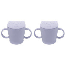 2Pcs Violet Silicone Training Cups for Toddlers with Handles Baby Safe