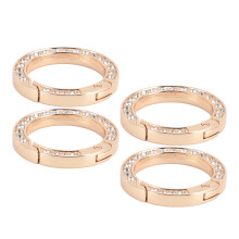 10pcs Gold Rhinestone Spring O Rings for Bags, Keychains & Crafts