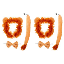 2Ensembles Bandeau Lion Oreilles Et Queue Tissu Assorti Décor Cosplay