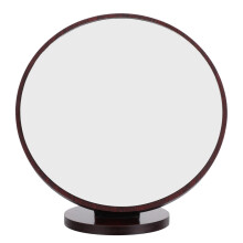 Wooden Tabletop Mirror Coffee Color Frame Compact Vanity