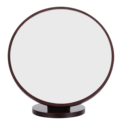 Wooden Tabletop Mirror Coffee Color Frame Compact Vanity