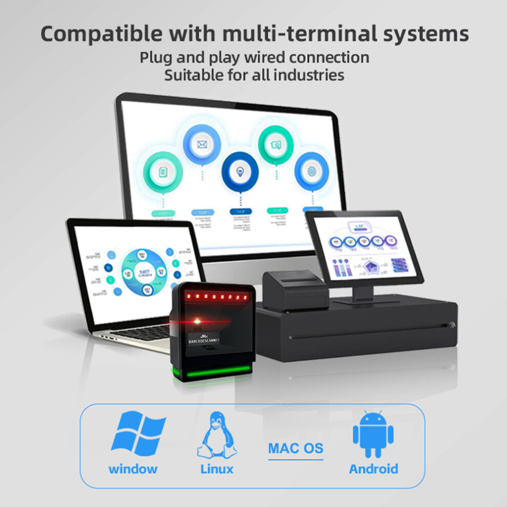 Wired Usb Qr Code & Barcode Scanner Desktop 1D 2D Omnidirectional Hands-Free 9411386533869