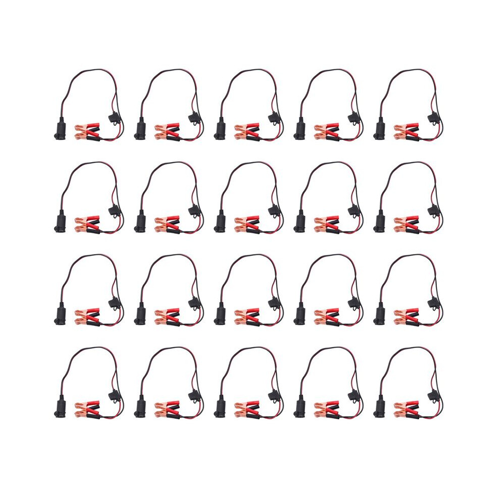 20X 2Ft 12V 24V Car Cigarette Lighter Socket Female Adapter 15A Alligator Clips Car Battery Clip- Extension Cord 6132158542096