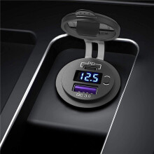 2X Car Dual USB Charger Quick Charge QC 3.0 & PD USB Charger Socket Adapter with Voltmeter for Trucks