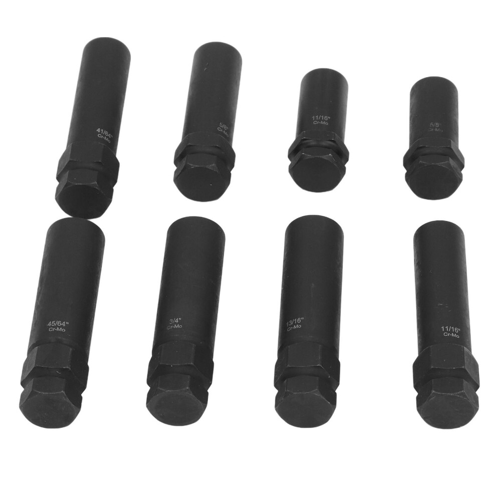 8pc Lug Nut Socket Set 5/8-45/64in CrMo