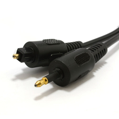 kenable Black Audio Cable TOSlink Plug to MINI-TOSLink OPTICAL 3.5mm Jack  0.5m 1