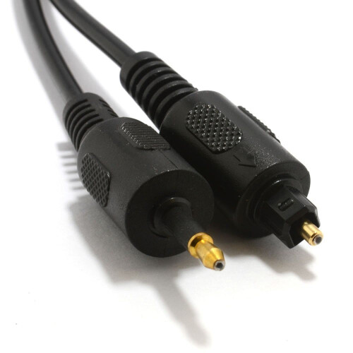 kenable Black Audio Cable TOSlink Plug to MINI-TOSLink OPTICAL 3.5mm Jack  0.5m 2