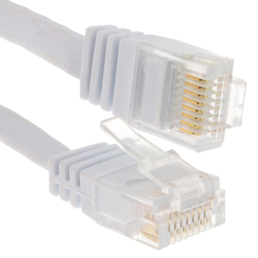 Kenable Flat Cat6 Ethernet Lan Patch Cable Low Profile Gigabit Rj45 20M White