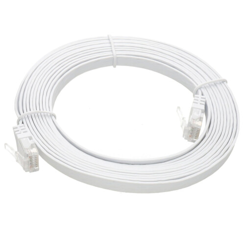 kenable FLAT CAT6 Ethernet LAN Patch Cable Low Profile GIGABIT RJ45  3m WHITE 1