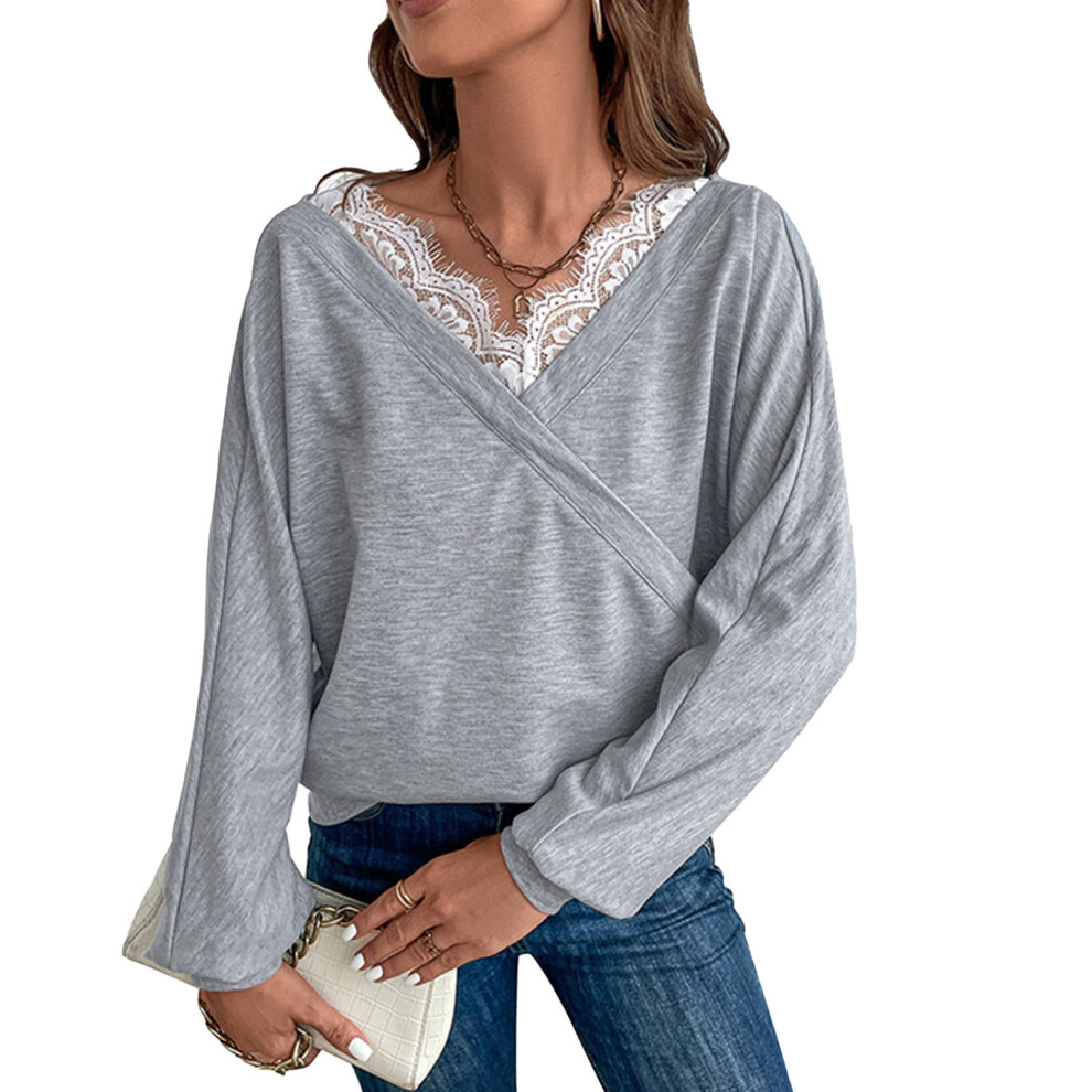 Women's Casual Knit Top, Shirred Shoulders Waffle Knit Fabric Long Sleeve Blouse with Loose Fit, Soft Slightly Elasticity Shirt for Daily, Office, or-image-OPC-PSBKTPQ-NEW