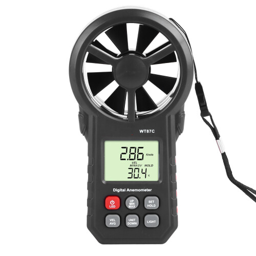 Digital Anemometer with Backlit LCD, Temp, Max/Min/Average, 0.3-30 m/s 2