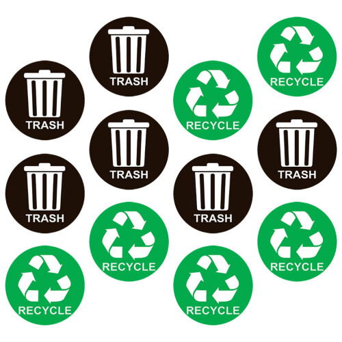 3Pcs Outdoor Waste Sorting Stickers PVC Waterproof Trash Can Decals