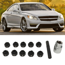 12pcs Rustproof Wheel Locking Nut Key Kit with 21mm Socket & Extension