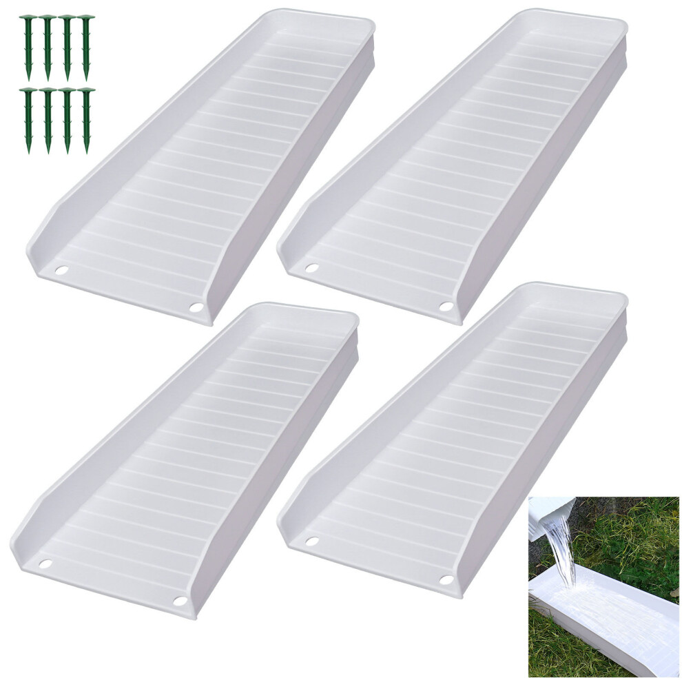4Pcs White Downspout Splash Blocks 16.3X2.0in Rain Gutter Extenders 7901387587128