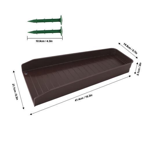 4PCS Brown Plastic Downspout Splash Block, 16.3x2.0in 1