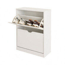Wooden Shoe Cabinet Slim Shoe Storage Rack 2 Drawer Narrow Hallway Cupboard Unit