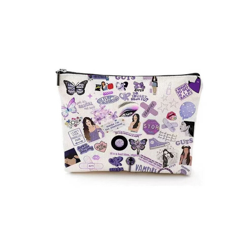 Pink (Styled) Swift Taylor Linen Alphabet Cosmetic Bag Bow Element Butterfly Tie