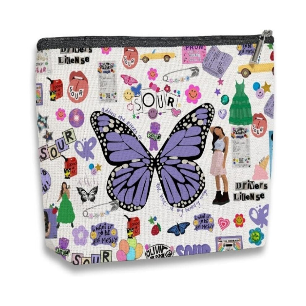 Pink (Stylee) Swift Linen Taylor Alphabet Cosmetic Bag Bow Tie Butterfly Element