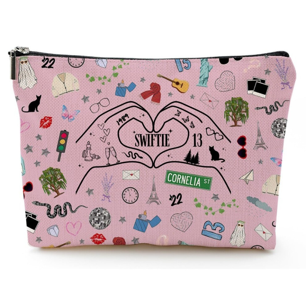 Pink (Styleb) Swift Linen Taylor Alphabet Cosmetic Bag Bow Tie Butterfly Element