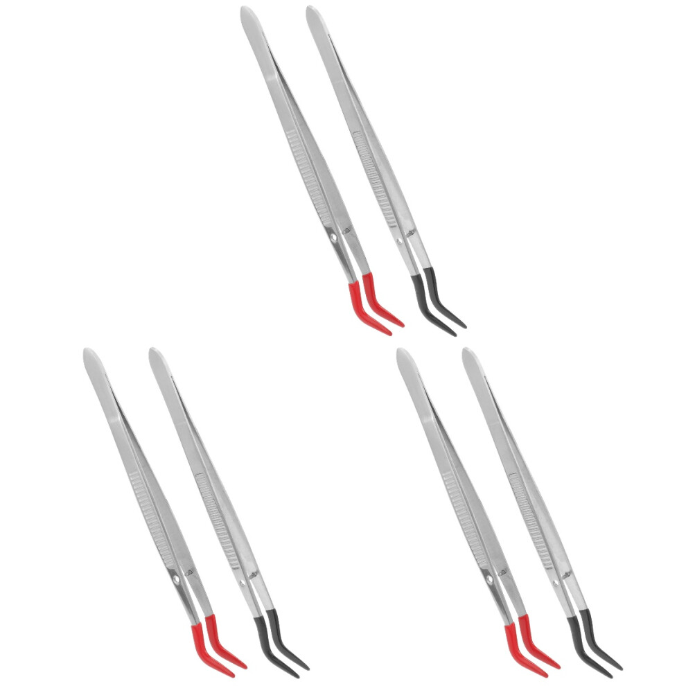 Aboofan 6Pcs Stainless Steel Crafting Tweezers Assorted Colors For Makeup Use