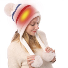 ChapéU Aquecido Usb Quente Feminino Inverno Malha Aquecido Gorro Aquecido Gorro para Esquiar Acampamento CaçA, Branco B