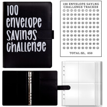 100-Spar-Challenges-Buch mit UmschläGen, A5-Umschlag-Challenge-Ordner, Mit GeldumschläGen - Spar-Challenges (Schwarz)