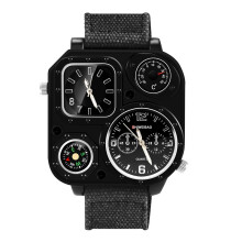 SHIWEIBAO Montre-Bracelet à Quartz à Double Fuseau Horaire pour Homme avec Boussole
