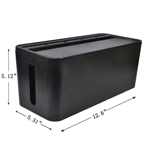 Cable Management Box for Desk Cable Management and Power Strip Box Solutions(Black) 1