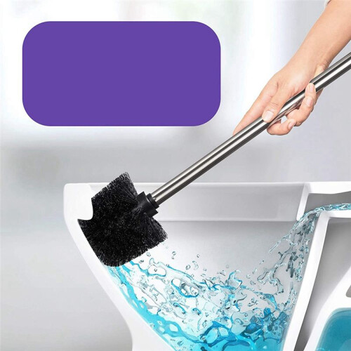 Ensemble de 4 Brosses WC, Manche en Acier Inoxydable avec TêTe Interchangeable, Noir 2