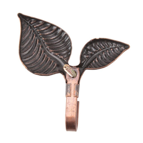2 x Iron Leaf Shaped Curtain Tie backs Holders Wall Hooks Home Decor, Red Bronze 2