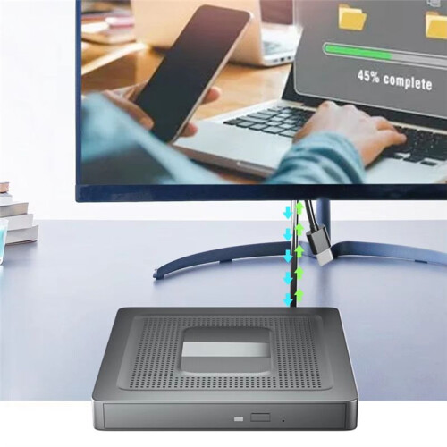 External CD DVD Drive USB 3.0 Type-C CD Burner External Optical Drive Free Drive DVD CD Player for PC Laptop 2