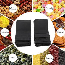 100 Pack Smell Proof Bags - 3 x 4 Inch Resealable Mylar Bags Foil Pouch Bag Flat Zipper Closure Bag Matte Black