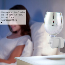 Fragrance Warmer Plug-in Safe Aromatherapy Heater Glass Wax Melt Warmer with 3D Fire-Work Effect Night Light UK Plug