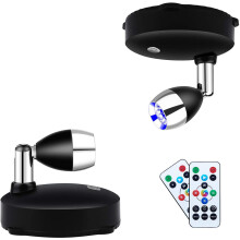 Batterie Betriebene Akzent Leuchten für Drahtlose Scheinwerfer, Dimmbare LED Scheinwerfer mit Drehbarer Ferngesteuerter Wand Leuchte (2 Pack)