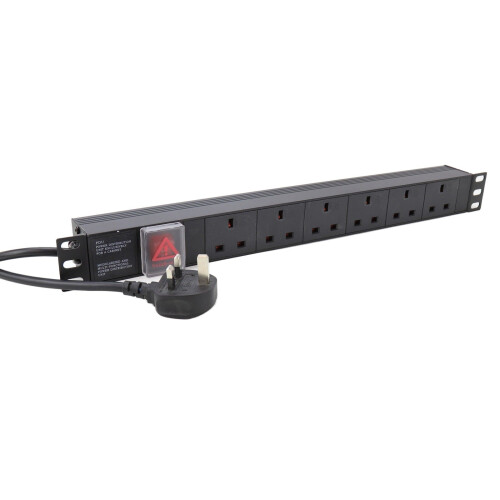kenable PDU UK Sockets 6 Way with UK Plug Power Distribution Unit Horizontal 1.8m 1