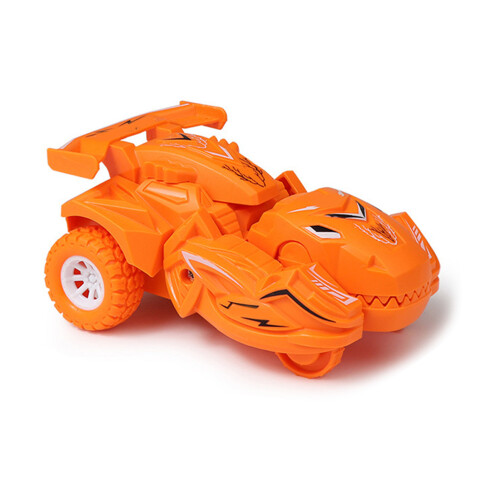 Carrinho de brinquedo dinossauro com transformação automática, design à prova de choque, luzes e sons dinâmicos, plástico atóxico, tração 1
