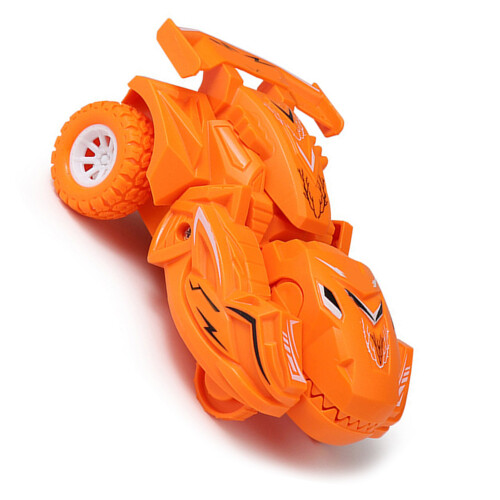 Carrinho de brinquedo dinossauro com transformação automática, design à prova de choque, luzes e sons dinâmicos, plástico atóxico, tração 2