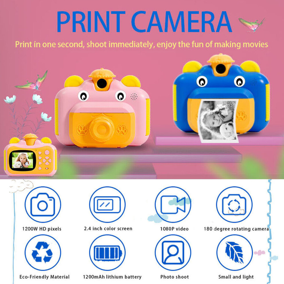 Kids 1080P Digital Camera 12Mp Rotatable Lens & Instant Print 9491393345952