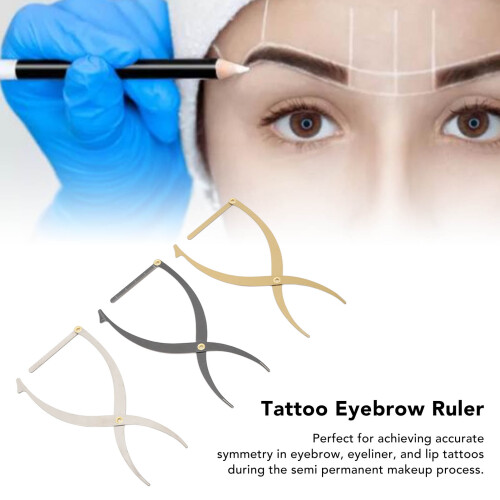3PCS Stainless Steel Eyebrow Stencil Microblading Ruler Set Silver Black Gold 2