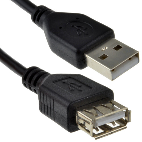 kenable USB High Speed 24AWG Cable EXTENSION Lead A Plug to Socket BLACK 2m