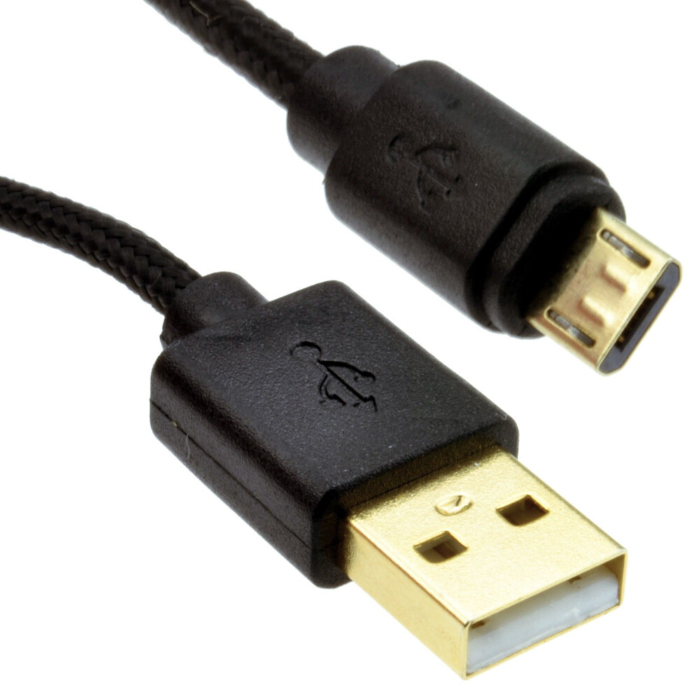 Kenable Braided Usb 2.0 A To Micro B Fast Charger Cable 24Awg 2M Gold/Black