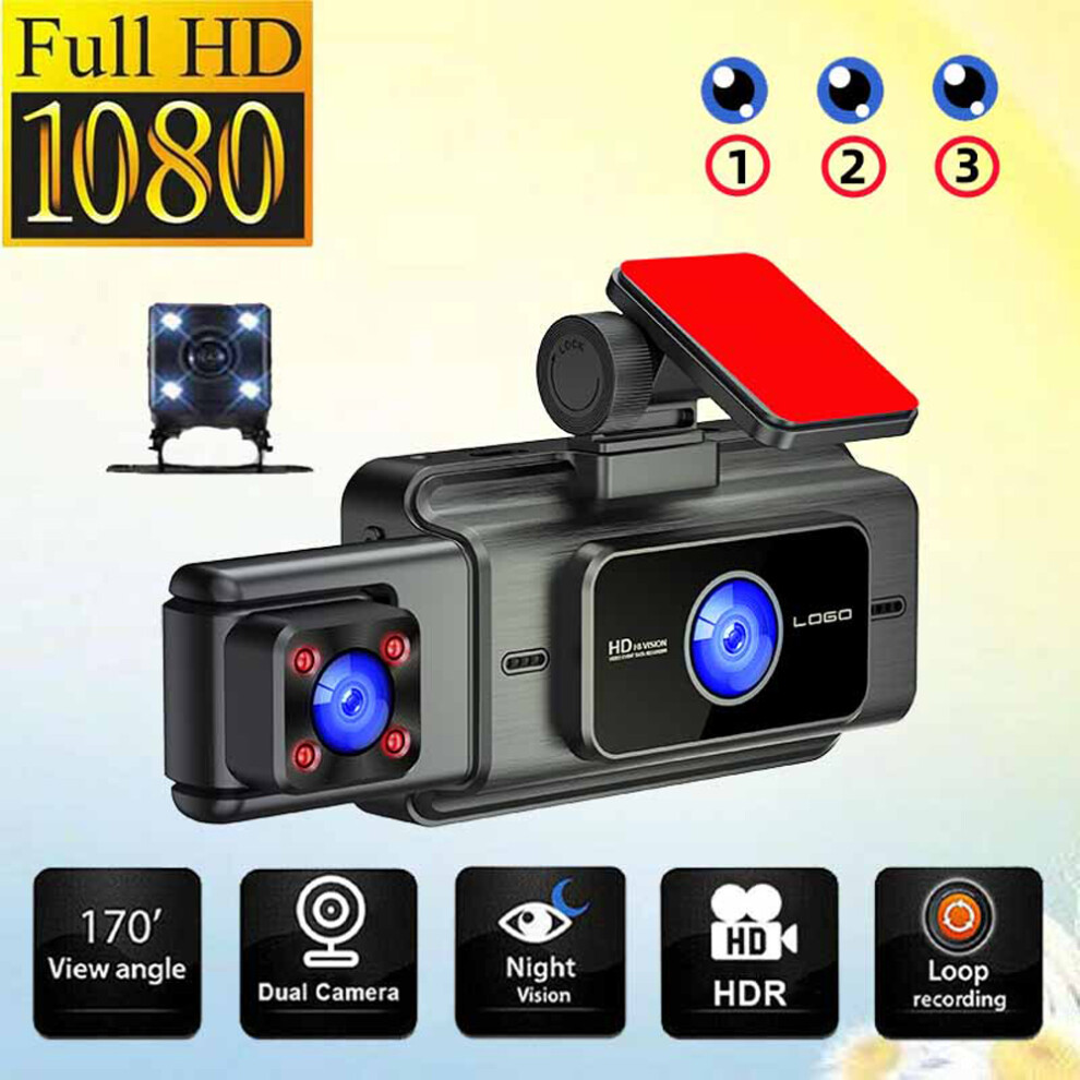 Triple 3-Camera Car Dash Cam 128Gb 3.0In Wifi Rearview Recorder 8751393347181