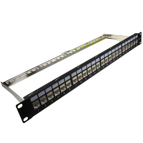kenable 24 Port RJ45 CAT6A SHIELDED Through Keystone Coupler Patch Panel with Back Bar 1