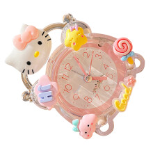 Cute Pink Cat Cartoon Alarm Clock - Portable Kids Bedside Desk Decor